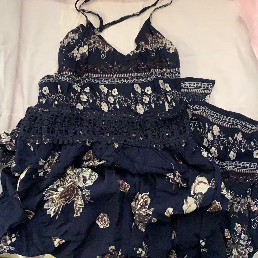 Shein Navy floral maxi dress